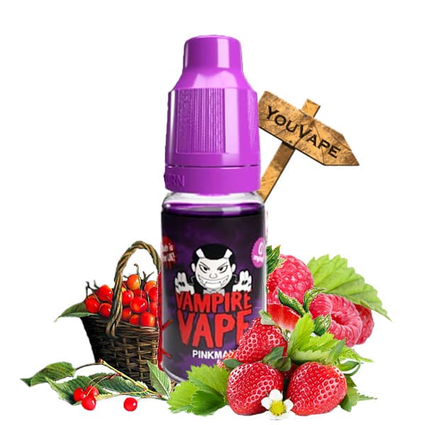 Le e liquide Pinkman 10ml est un véritable feu d'artifice de fruits rouges avec des fraises, des cerises et des framboises.