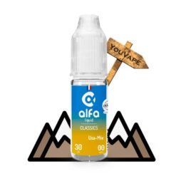 Le e liquide Usa Mix fabriqué par Alfaliquid est une saveur de tabac blond légèrement sucré. Ce e liquide pour cigarette électronique est fabriqué en France