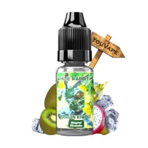 Le e liquide au sel de nicotine Dragon Kiwi Ice de White Rabbit vous offre le goût du cocktail frappé de Kiwi et de fruit du dragon des puffs Tornado