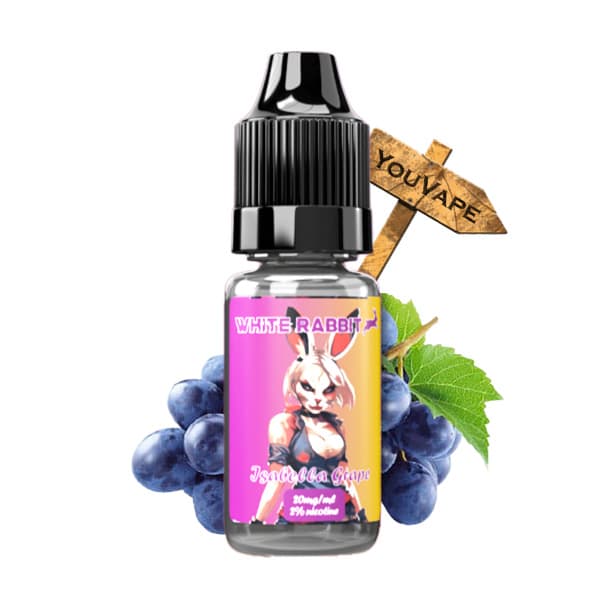 Le e liquide au sel de nicotine Isabella Grappe de White Rabbit vous offre le goût du Raisin bien sucré des célèbres puffs Tornado Isabella Grappe.