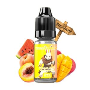 Le e liquide au sel de nicotine Mango Peach Watermelon de White Rabbit vous offre le goût du cocktail de mangue, pêche et pastèque des puffs Tornado.