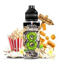 Le e liquide Numbers 8 est une escapade en terre gourmande avec ce délice composé de pop-corn au caramel et d'une délicate touche de vanille.