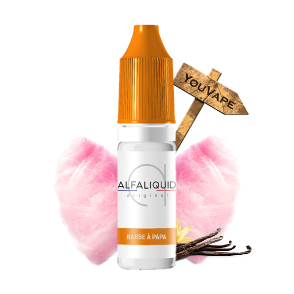 Le e liquide Barbe à Papa, fabriqué par Alfaliquid, vous offre cette sensation unique du sucre vanillé cuit, puis filé en une douce barbe.