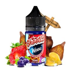 L'arôme Waou de Shootiz est un concentré fruité avec de la fraise sucrée, du fruit du serpent et de la baie de maquis surmontée de fraîcheur.