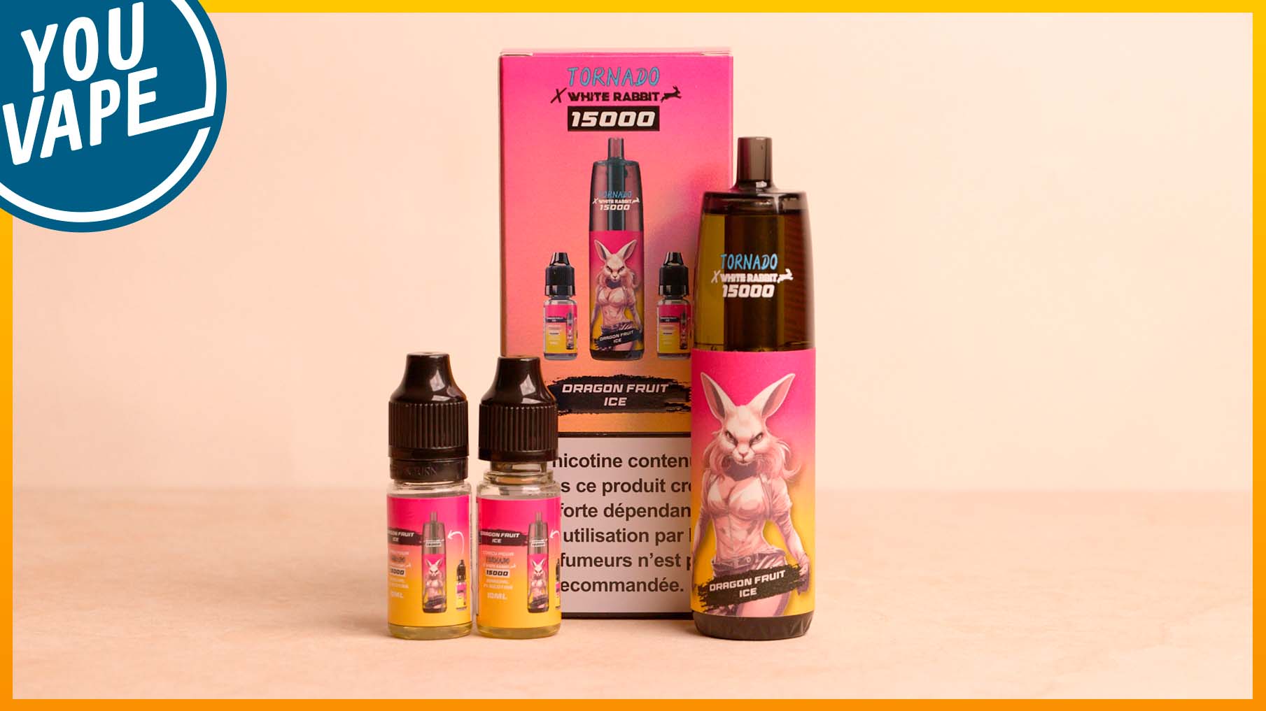 Contenu du coffret de la Puf Tornado 15k 20mg de White Rabbit