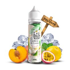 Le e liquide Teint de Pêche Hiver de la gamme La Cueillette de Louise vous propose un panier rempli de fruit de la passion et de pêches jaunes avec une intense fraîcheur.