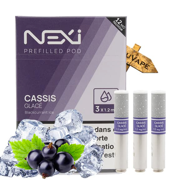 Saveur cassis glacée 12mg en pack de 3 cartouches pour la Nexi One de Aspire