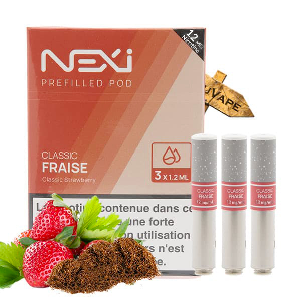 Saveur classic fraise 12mg en pack de 3 cartouches pour la Nexi One de Aspire