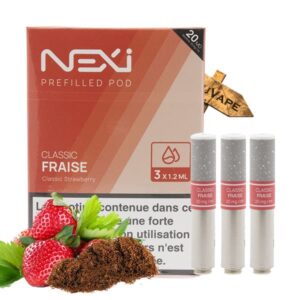 Saveur classic fraise 20mg en pack de 3 cartouches pour la Nexi One de Aspire