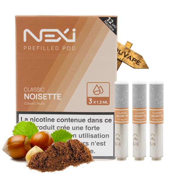 Saveur classic noisette 12mg en pack de 3 cartouches pour la Nexi One de Aspire