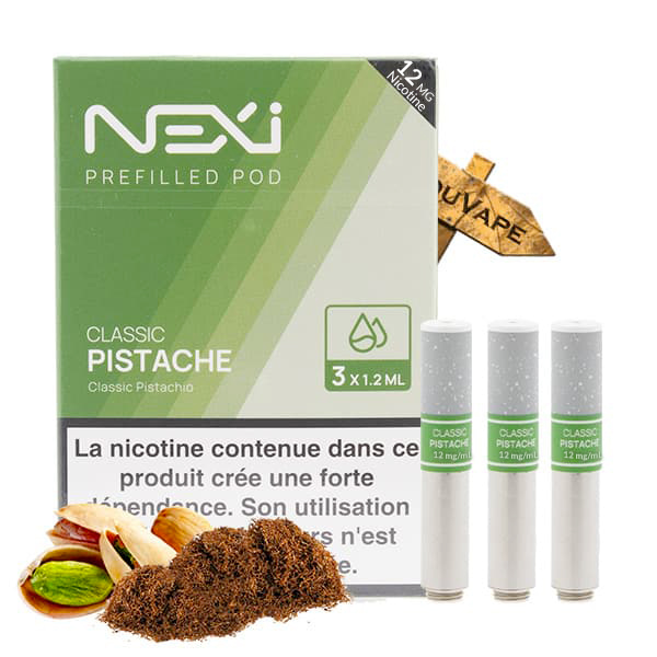 Saveur classic pistache 12mg en pack de 3 cartouches pour la Nexi One de Aspire