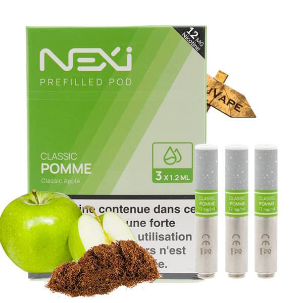 Saveur classic pomme 12mg en pack de 3 cartouches pour la Nexi One de Aspire