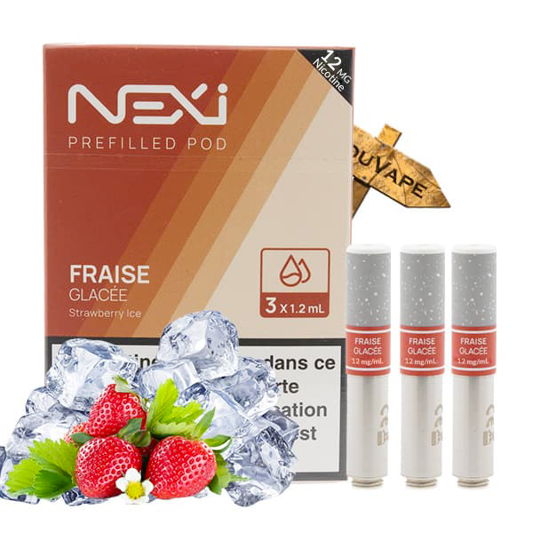 Saveur fraise glacée 12mg en pack de 3 cartouches pour la Nexi One de Aspire