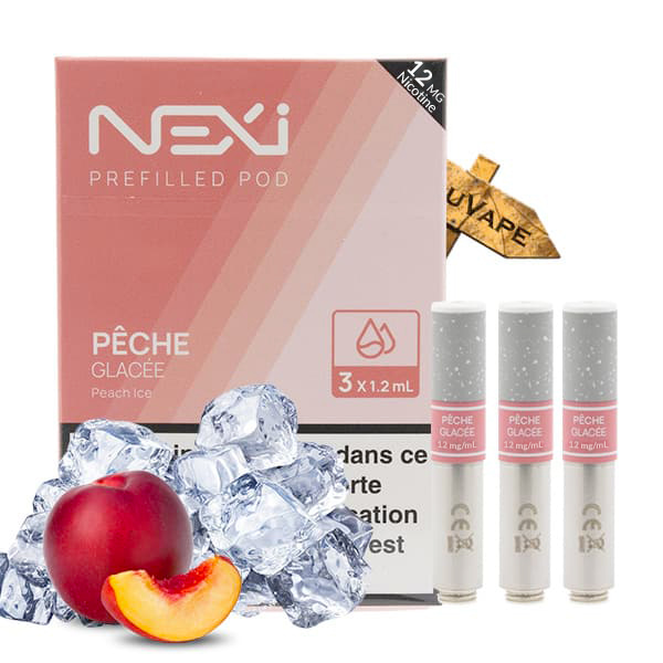 Saveur pêche glacée 12mg en pack de 3 cartouches pour la Nexi One de Aspire