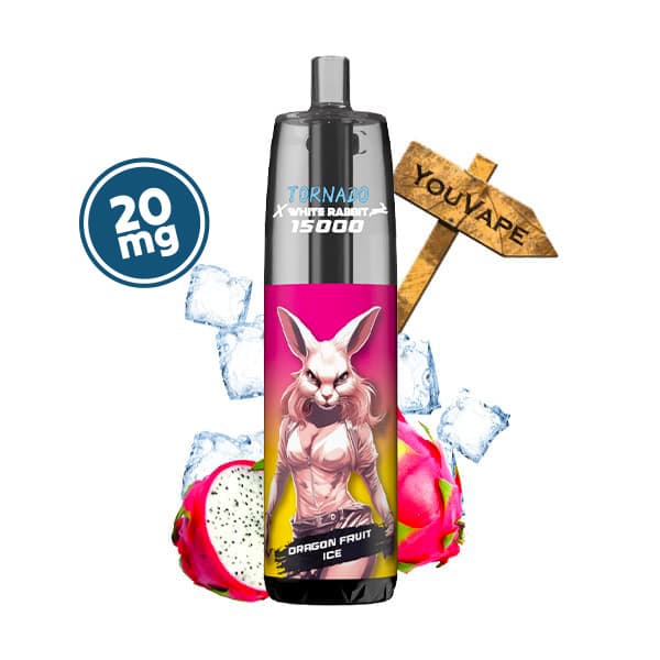 La Puff Tornado 15000 Dragon Fruit Ice 20mg est une puff rechargeable longue durée, avec 20ml de eliquide à la saveur de pitaya bien frais.