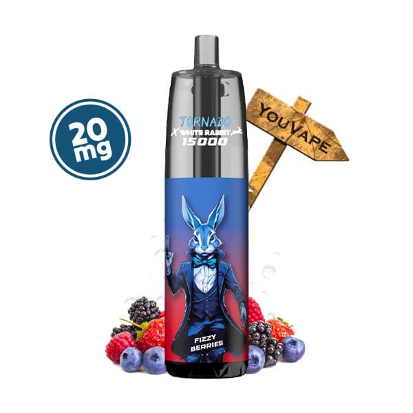 La Puff Tornado 15000 Fizzy Berries 20mg est une puff rechargeable longue durée, avec 20ml de eliquide à la saveur de fruits rouges pétillants.