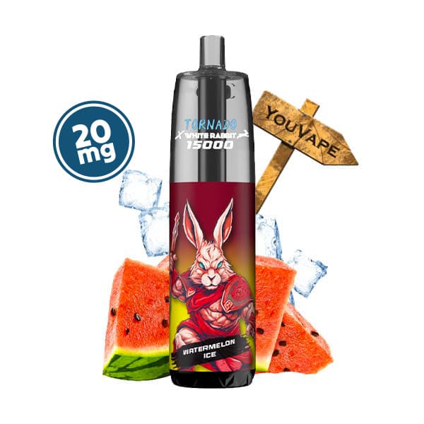 La Puff Tornado 15000 Watermelon Ice 20mg est une puff rechargeable longue durée, avec 20ml de eliquide à la saveur pastèque bien fraîche.