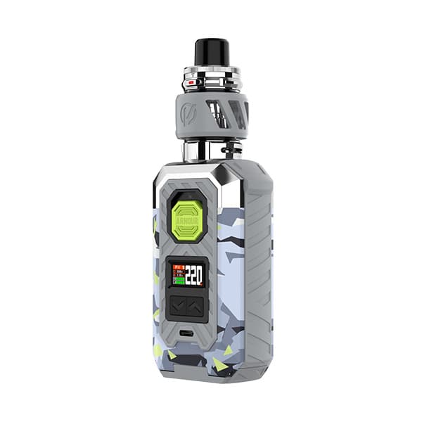 Le Kit Armour Max c'est encore plus de Vaporesso : puissance 220 watts, autonomie avec 2 accus 21700, grosse vapeur et résistance aux chocs.