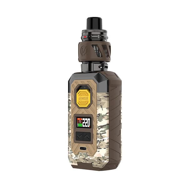 Le Kit Armour Max c'est encore plus de Vaporesso : puissance 220 watts, autonomie avec 2 accus 21700, grosse vapeur et résistance aux chocs.