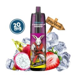 La Puff Tornado 15000 Dragon Strawberry Ice est une puff rechargeable longue durée, avec 20ml de eliquide à la saveur d'une fusion unique de fraise sucrée et de fruit du dragon exotique, rehaussée par une fraîcheur glaciale.