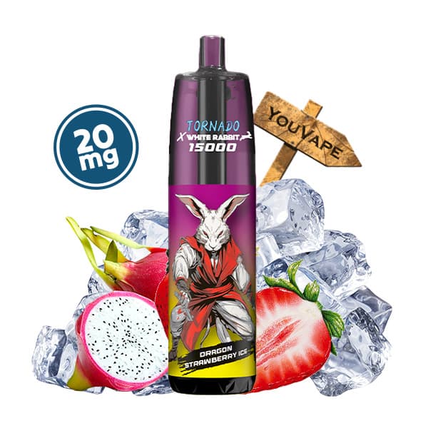 La Puff Tornado 15000 Dragon Strawberry Ice est une puff rechargeable longue durée, avec 20ml de eliquide à la saveur d'une fusion unique de fraise sucrée et de fruit du dragon exotique, rehaussée par une fraîcheur glaciale.