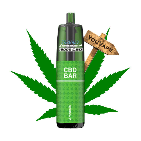 La Puff 15k Tornado CBD Amnesia est une puff rechargeable longue durée, livrée avec 20ml de eliquide CBD à la saveur citronnée de la variété Amnesia.