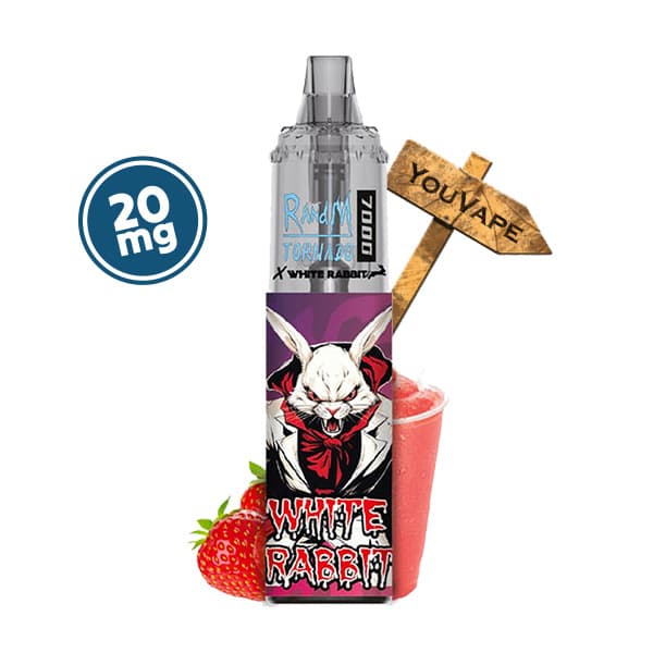 La Puff Tornado Strawberry Slush est une puff rechargeable longue durée, qui contient une réserve de 10ml de e-liquide granité à la fraise bien frais.