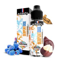 Le e liquide Serpentoise 50ml de la gamme Amalgam par E.tasty est le croisement entre le fruit du serpent et la framboise bleue agrémenté de fraîcheur.