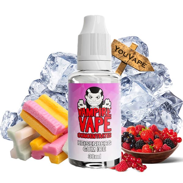 L'arôme concentré Heisenberg Gum Ice de la marque Vampire Vape est une recette indémodable avec l’ajout de chewing-gum pour un côté plus sucré.