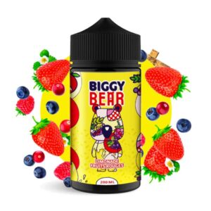 Le e-liquide Limonade Fruits Rouges 200ml de Biggy Bear est une saveur de boisson pétillante aux saeurs bien prononcés de fruits rouges bien mûrs.