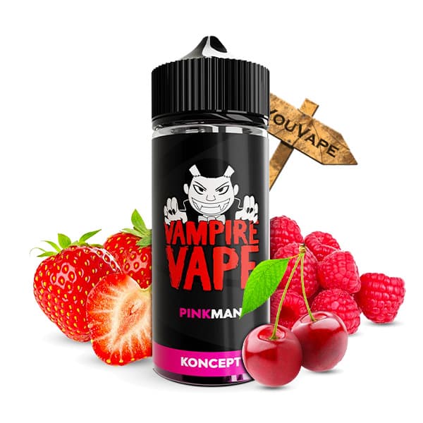 Le e liquide Pinkman 100ml est un véritable feu d'artifice de fruits rouges avec des fraises, des cerises et des framboises.