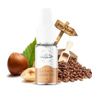 Le e liquide La Pause Noisette, de la gamme Petit Nuage, par Roykin, est un doux et agréable café noisette.