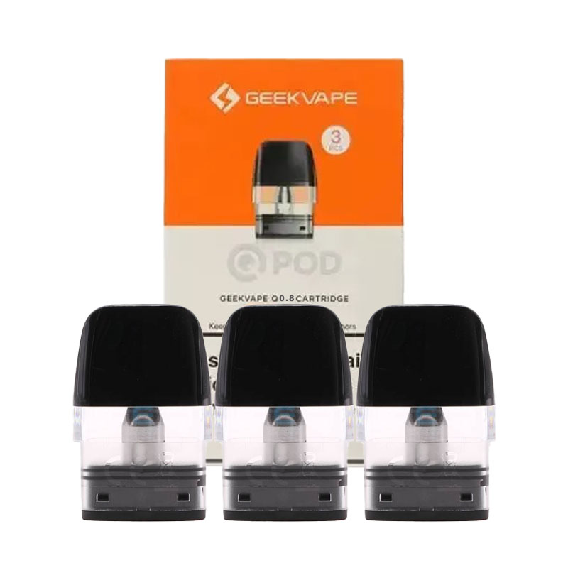 Pack de 3 cartouches Q Pod 3ml avec résistance intégrée pour les pods de la série Q de Geek Vape, tel que le Wenax Q ou le Sonder Q.