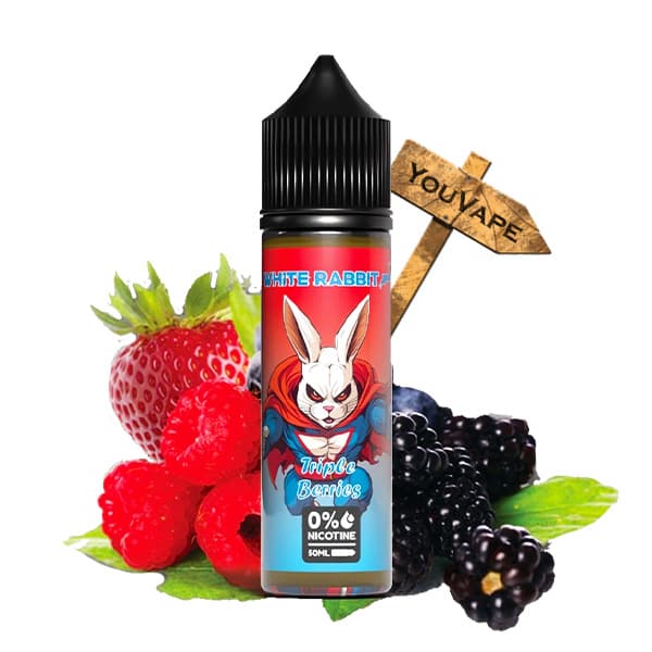 Le e liquide Triple Berry 50ml par White Rabbit est un trio vibrant de baies, mêlant douceur sucrée et notes acidulées, pour une explosion de saveurs riches et fruitées.