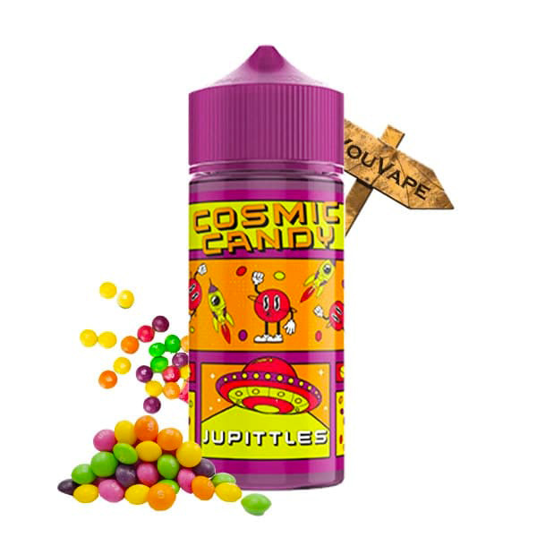 Le e liquide Jupittles 50ml par Cosmic Candy est un arc-en-ciel de friandises avec sa délicieuse saveur de bonbons fruités façon Skittles.