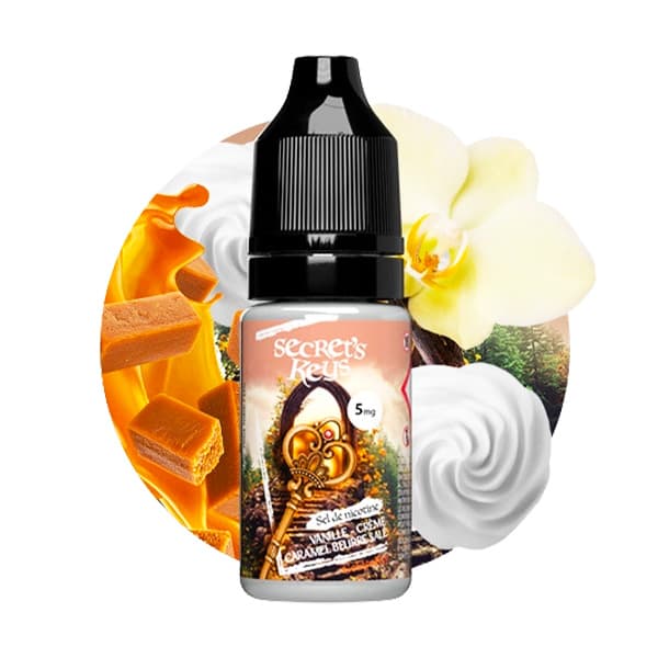 Le e liquide Golden Key Salt par Secret Key est une custard vanillée, à la crème fouettée et au caramel Beurre salé.