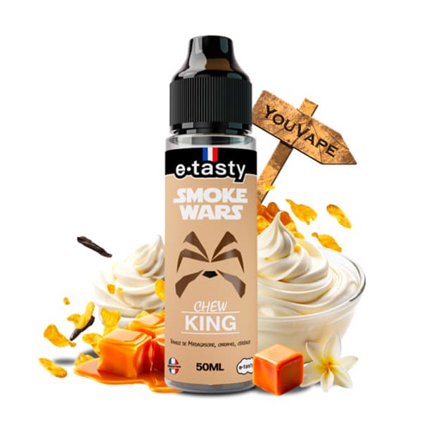 Le eliquide Chew King 50ml, de la gamme Smoke Wars, par E.Tasty est une saveur pleine de gourmandise avec ses céréales, son caramel et sa vanille chantilly.