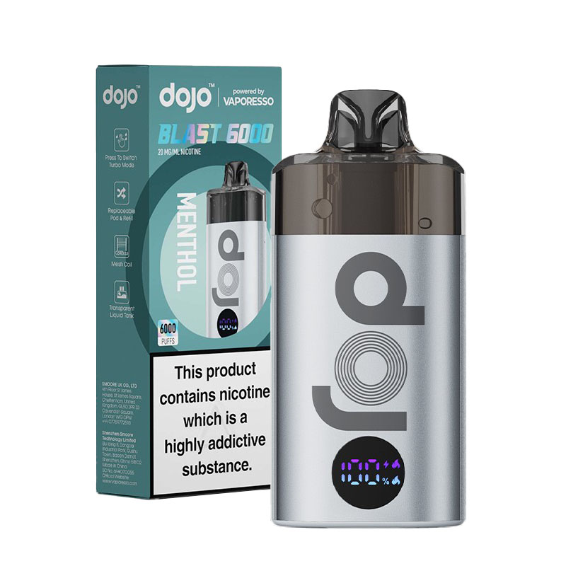 Le Pod Dojo Blast 6000 vous permet de vapoter jusqu'à 6000 bouffées en tirage serré, comme avec une cigarette, de manière entièrement automatique.