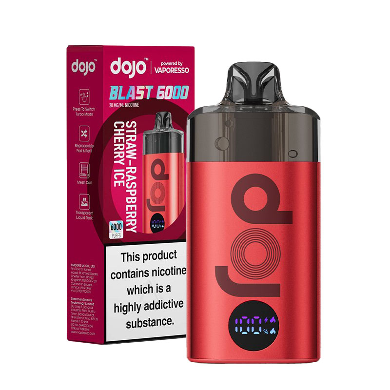 Le Pod Dojo Blast 6000 vous permet de vapoter jusqu'à 6000 bouffées en tirage serré, comme avec une cigarette, de manière entièrement automatique.