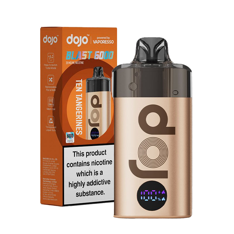 Le Pod Dojo Blast 6000 vous permet de vapoter jusqu'à 6000 bouffées en tirage serré, comme avec une cigarette, de manière entièrement automatique.