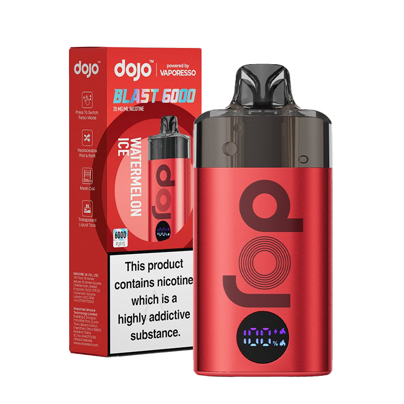 Le Pod Dojo Blast 6000 vous permet de vapoter jusqu'à 6000 bouffées en tirage serré, comme avec une cigarette, de manière entièrement automatique.