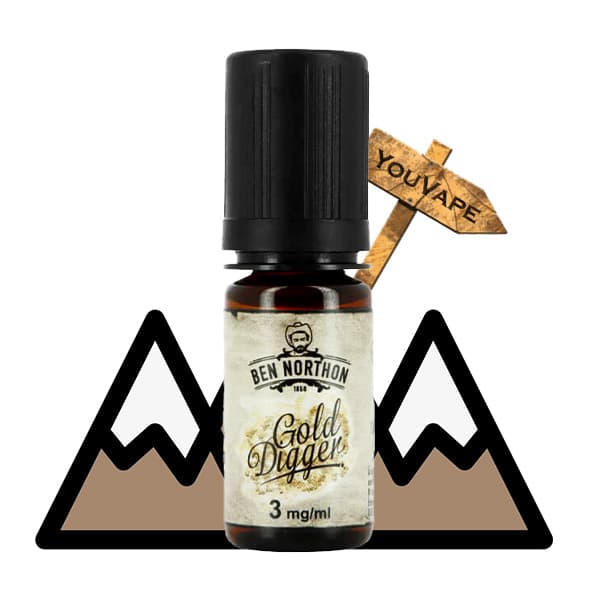 Le Gold Digger de Ben Northon est un e liquide français saveur tabac blond avec un léger côté sucré avec une rondeur en bouche.