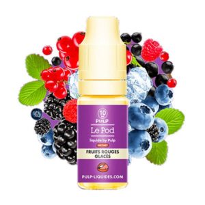 Le e-liquide Fruits Rouges Glacés Le Pod Liquide by Pulp est un mélange exquis de mûre, framboise, groseille et myrtille, enveloppé d’une fraîcheur glaciale.