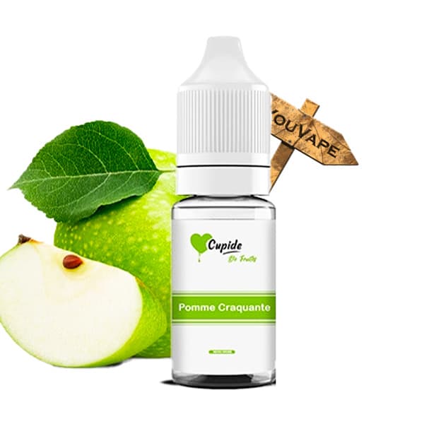 Le e liquide Pomme Craquante 10ml de Cupide vous emmène dans son verger pour déguster une pomme verte croquante et sucrée.