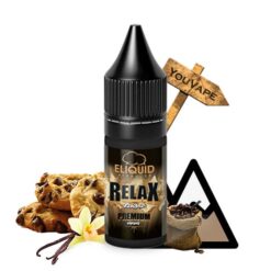 Le e liquide Relax 10ml de Eliquid France est un mélange de tabac blond, vanille et cookie avec une touche de café finement assemblée.