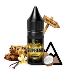 Le e liquide Supreme 10ml de Eliquid France est un mélange de tabac blond, vanille et cookie avec une touche de noix de coco.