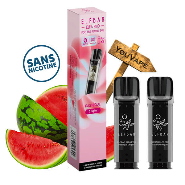 Les Cartouches Puff Elfa Pro 0mg de Elfbar vous permettent de profiter de nombreuses saveurs sans nicotine.