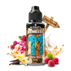 Découvrez Numbers 11 - 100 ml Etasty, un e-liquide gourmand associant chantilly vanille, framboise et caramel pour une vape douce et sucrée. Ratio PG/VG 40/60, vapeur généreuse et saveurs intenses. 🇫🇷 Fabrication française